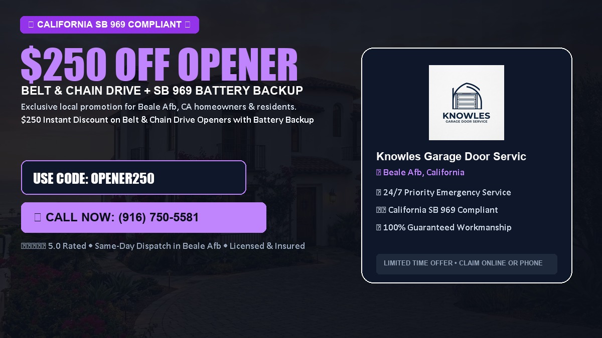 $250 OFF Smart Garage Door Opener Installation (Belt & Chain Drive with California SB 969 Battery Backup) in Beale Afb, CA